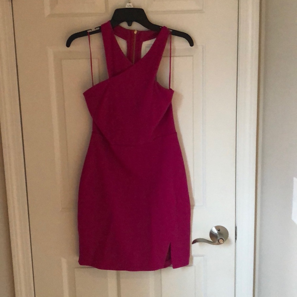 Hot pink criss cross neck mini dress! NWT